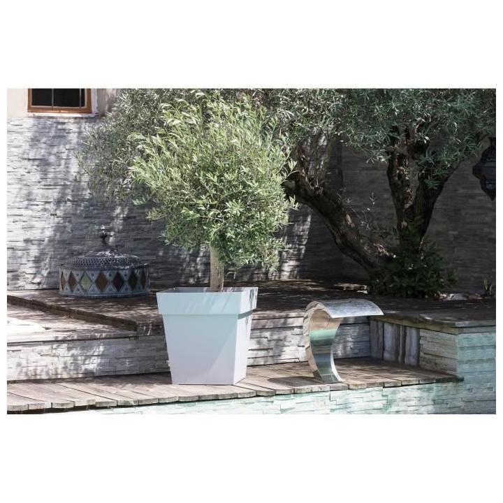 EDA Pot carré Toscane - 50 cm - 87 L - Gris Béton