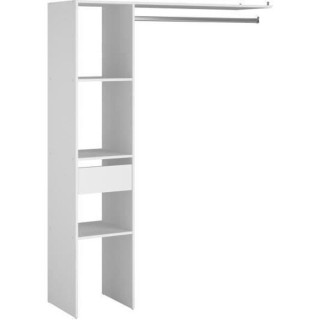 EKIPA Dressing avec tiroir et tablette - Blanc - L 138 x P 40 x H 180