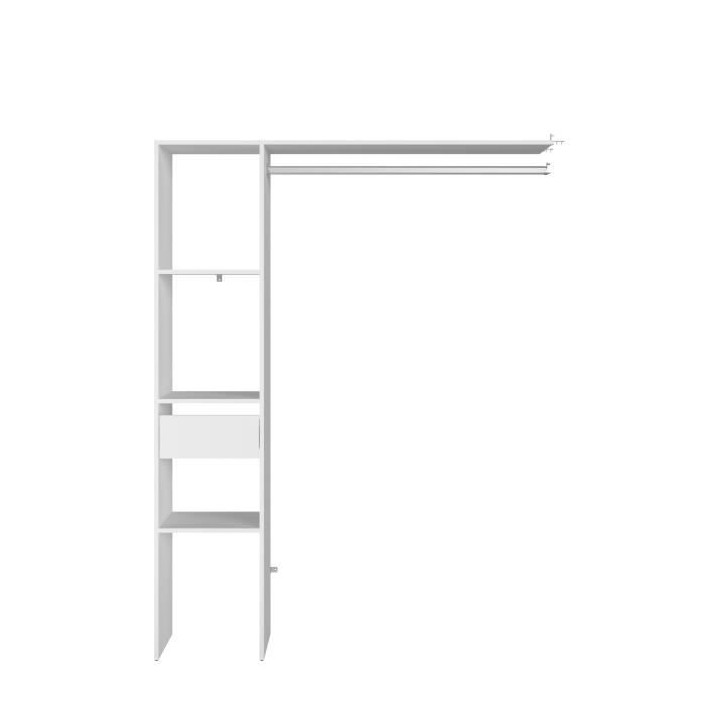 EKIPA Dressing avec tiroir et tablette - Blanc - L 138 x P 40 x H 180