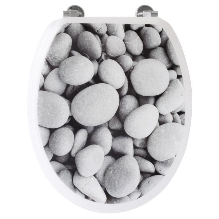 Abattant WC galets de plage - Gris
