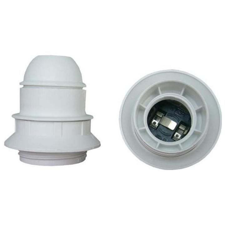 Douille E27 thermoplastique simple ZENITECH bague blanc