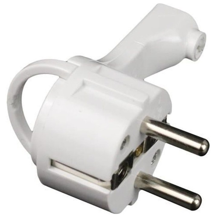 Fiche électrique mâle extra plate ZENITECH 2P+T 16A - Blanc