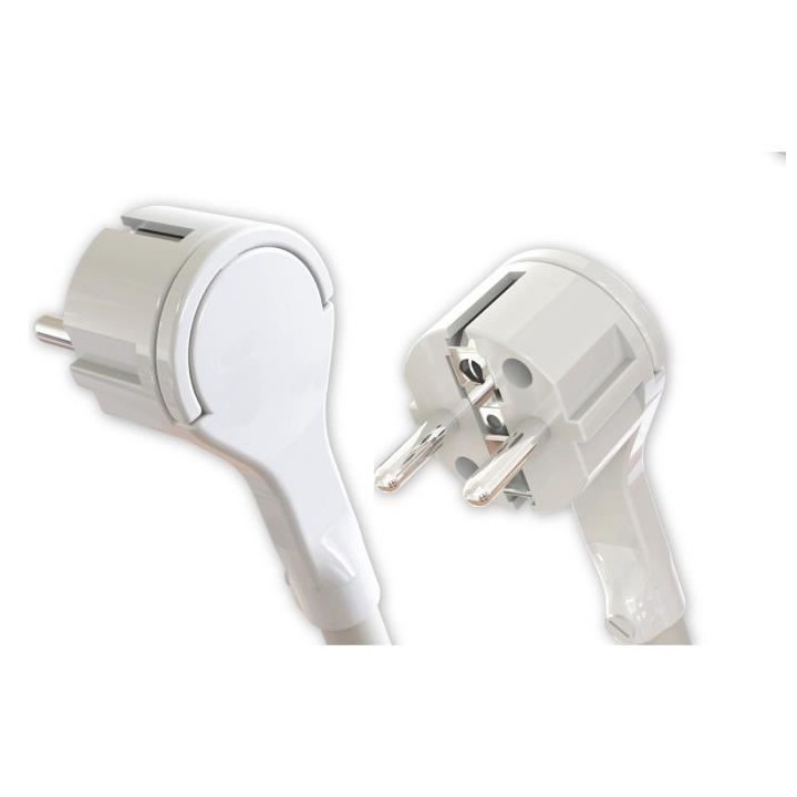 Fiche électrique mâle extra plate ZENITECH 2P+T 16A - Blanc