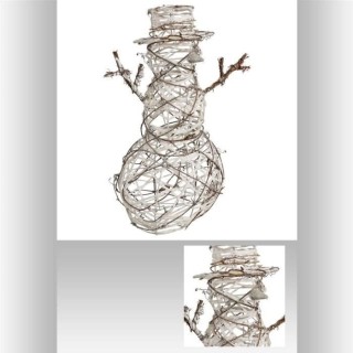 FEERIC LIGHTS & CHRISTMAS Bonhomme de neige en rotin - H 40 cm