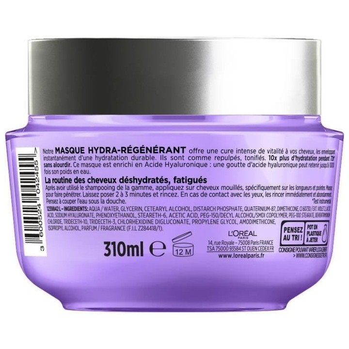 Masque Hydra-Régénérant Elseve L'OREAL PARIS Hyaluron Repulp pour C