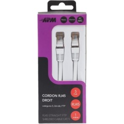 APM Cordon RJ45 CAT.5 FTP Droit - Blanc - 1m