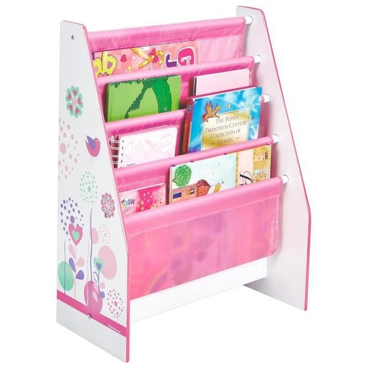 Fleurs et Oiseaux - Bibliotheque a pochettes pour enfants - Rangement