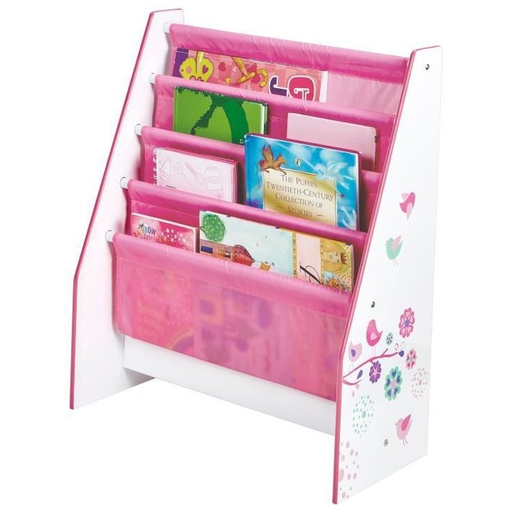 Fleurs et Oiseaux - Bibliotheque a pochettes pour enfants - Rangement