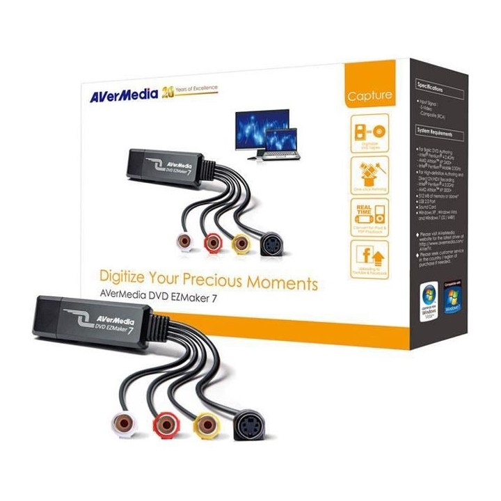 AVERMEDIA DVD EZMAKER 7 C039BH Boîtier d'acquisition Vidéo SD pour n