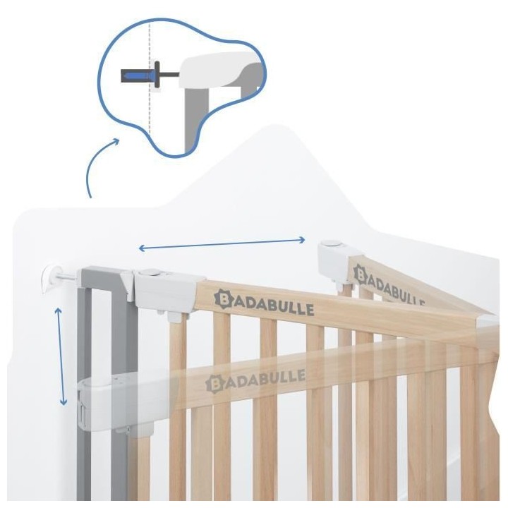 Badabulle Barriere de Sécurité Safe & Protect Bois Métal (73-81,5 c