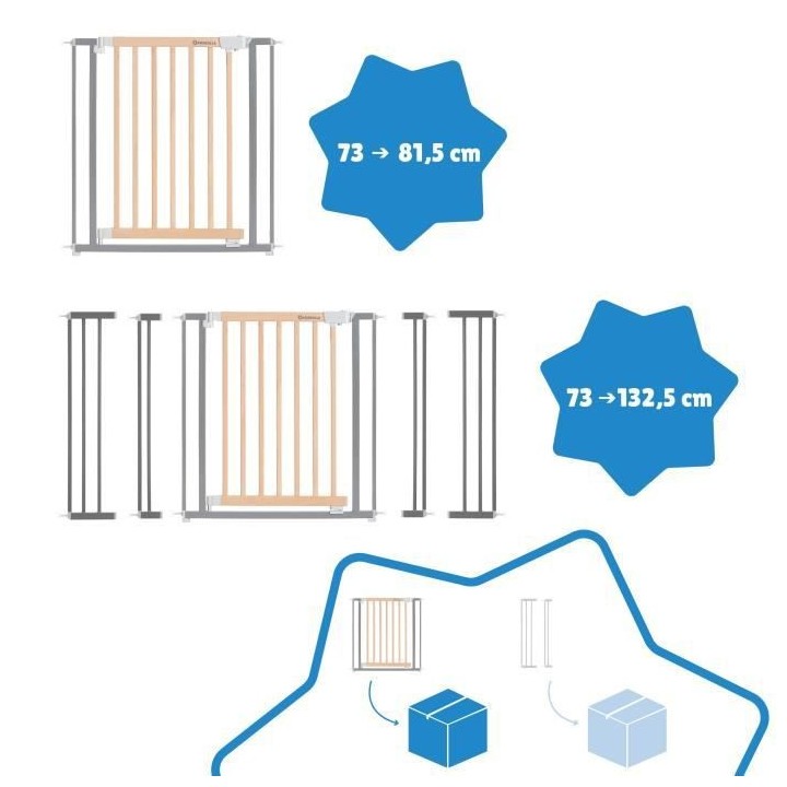 Badabulle Barriere de Sécurité Safe & Protect Bois Métal (73-81,5 c