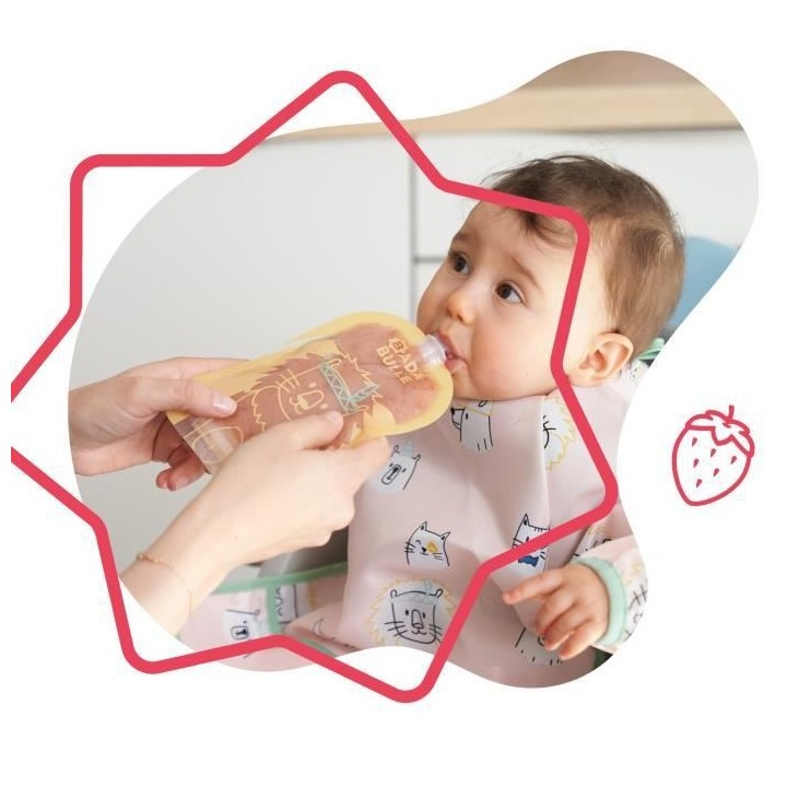 Badabulle Lot de 15 gourdes réutilisables 150 ml, 100% hermétiques