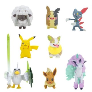 8 Figurines Battle Pokémon BANDAI Pikachu, Evoli, Moumouton, Farfuret
