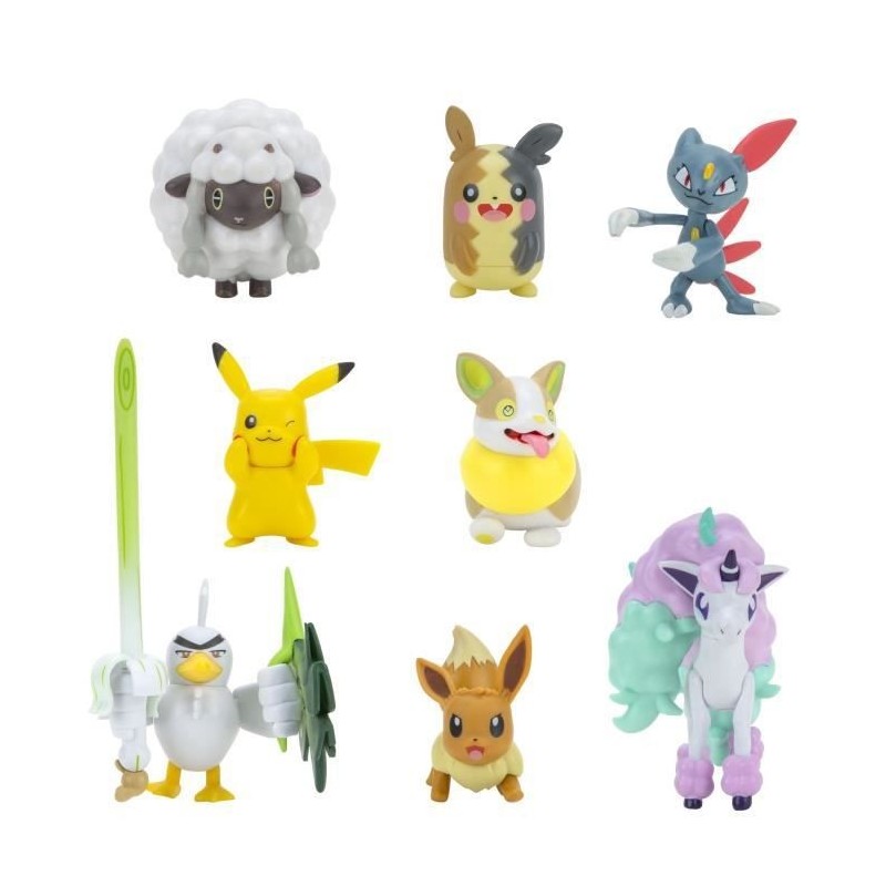 8 Figurines Battle Pokémon BANDAI Pikachu, Evoli, Moumouton, Farfuret, Voltoutou, Palarticho, Ponyta, Morpeko - PKW0185