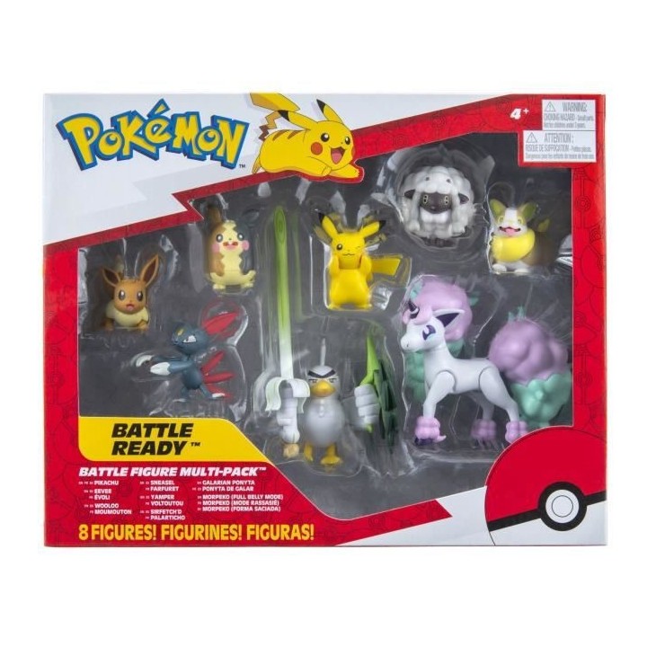 8 Figurines Battle Pokémon BANDAI Pikachu, Evoli, Moumouton, Farfuret