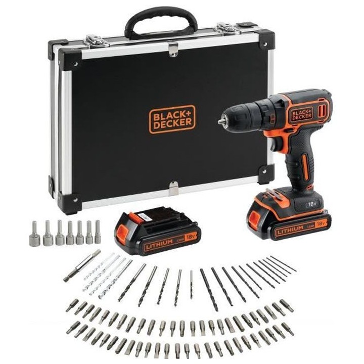 Perceuse-Visseuse sans-fil 18V BLACK+DECKER (Livrée avec 2 Batteries