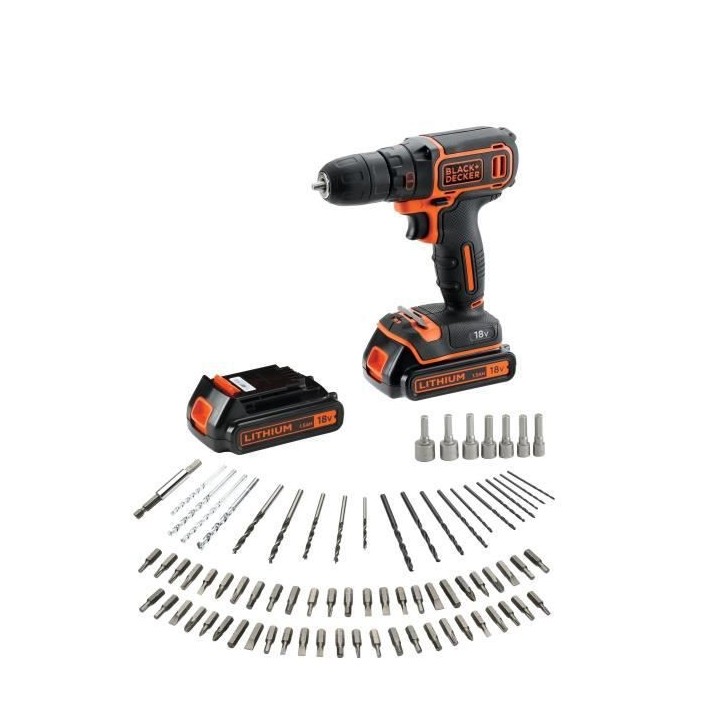 Perceuse-Visseuse sans-fil 18V BLACK+DECKER (Livrée avec 2 Batteries