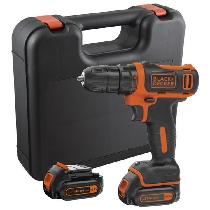 Perceuse-visseuse sans-fil 12V en Coffret BLACK+DECKER (Livrée avec 2