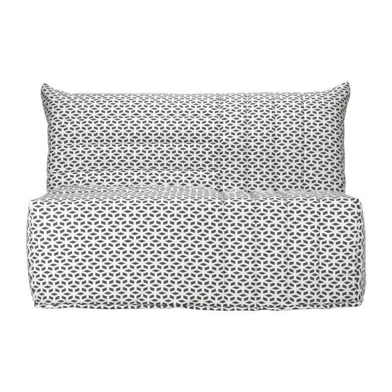 COMFORT BULTEX Banquette BZ 3 places - Tissu noir et blanc - Made in France - L 142 x P 101 cm - BECCI