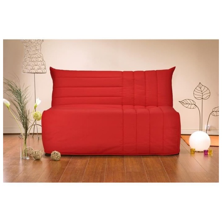 COMFORT BULTEX Banquette BZ 3 places - Tissu rougeL 142 x P 101 cm - B