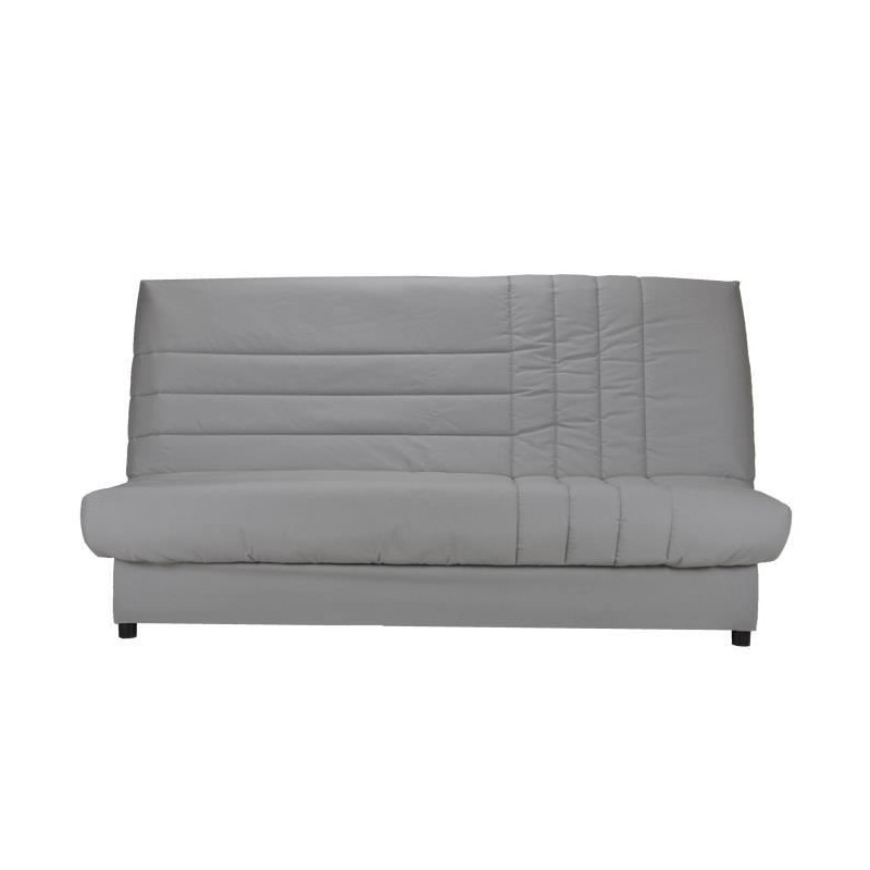 COMFORT BULTEX Banquette clic-clac 3 places - Tissu gris - Made in France - L 192 x P 95 cm - BEIJA