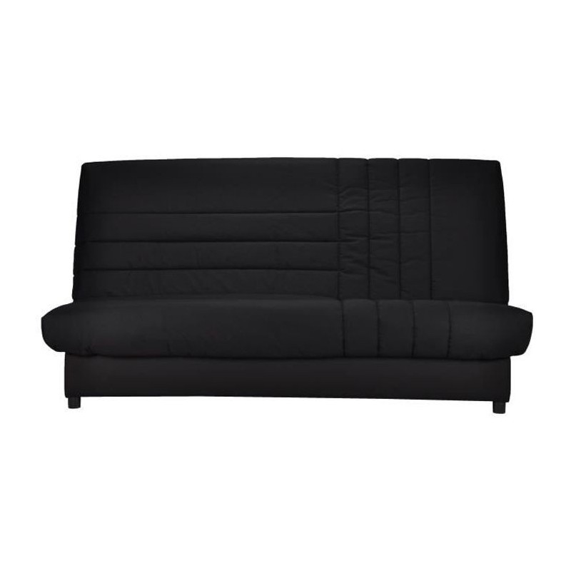 COMFORT BULTEX Banquette clic-clac 3 places -Tissu noir - Made in France - L 192 x P 95 cm - BEIJA