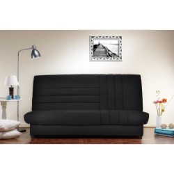 COMFORT BULTEX Banquette clic-clac 3 places -Tissu noir - Made in France - L 192 x P 95 cm - BEIJA