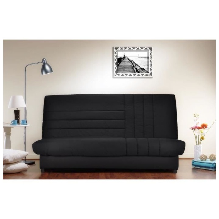 COMFORT BULTEX Banquette clic-clac 3 places -Tissu noir - Made in Fran