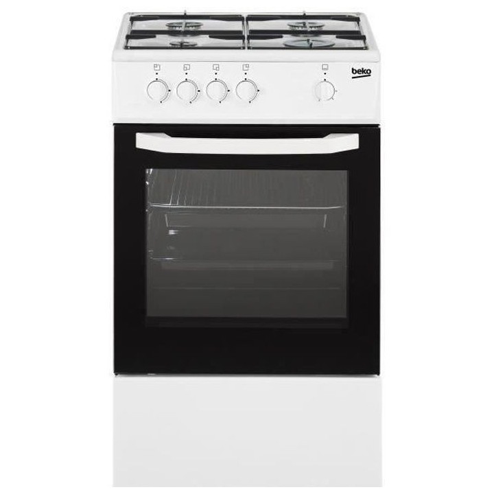 BEKO CSG42000WN - Cuisiniere table gaz - 4 foyers - Four gaz - 56L - L