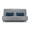 COMFORT BULTEX Banquette clic-clac - 3 places - Tissu gris + Coussins déco bleu - L193 x