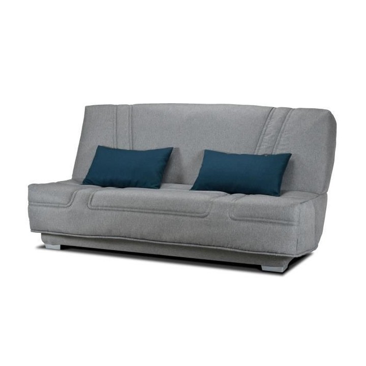 COMFORT BULTEX Banquette clic-clac - 3 places - Tissu gris + Coussins