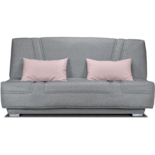 COMFORT BULTEX Banquette clic clac - Tissu Gris + Coussins déco rose