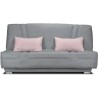 COMFORT BULTEX Banquette clic clac - Tissu Gris + Coussins déco rose - L193 x P9