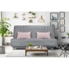 COMFORT BULTEX Banquette clic clac - Tissu Gris + Coussins déco rose - L193 x P9