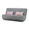 COMFORT BULTEX Banquette clic clac - Tissu Gris + Coussins déco rose - L193 x P9