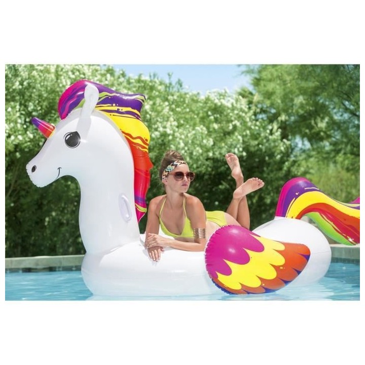 BESTWAY Bouée XXL chevauchable Licorne 224 x 164 cm