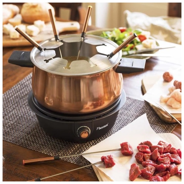 Bestron Ensemble de fondue AFD850CO 1500 W 1,5 L Cuivre