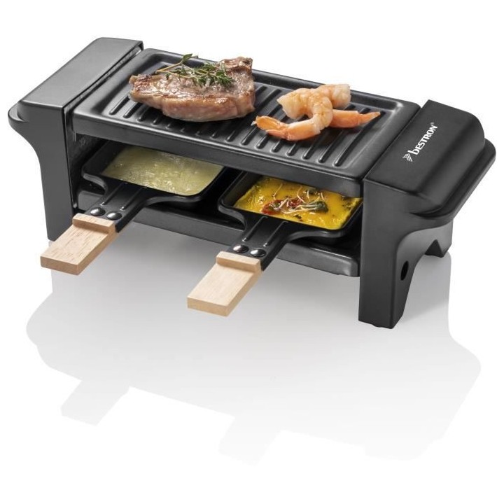 Bestron Appareil a raclette, Mini Grill pour 1 a 2 personnes, avec 2 p