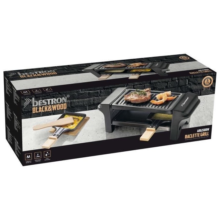 Bestron Appareil a raclette, Mini Grill pour 1 a 2 personnes, avec 2 p