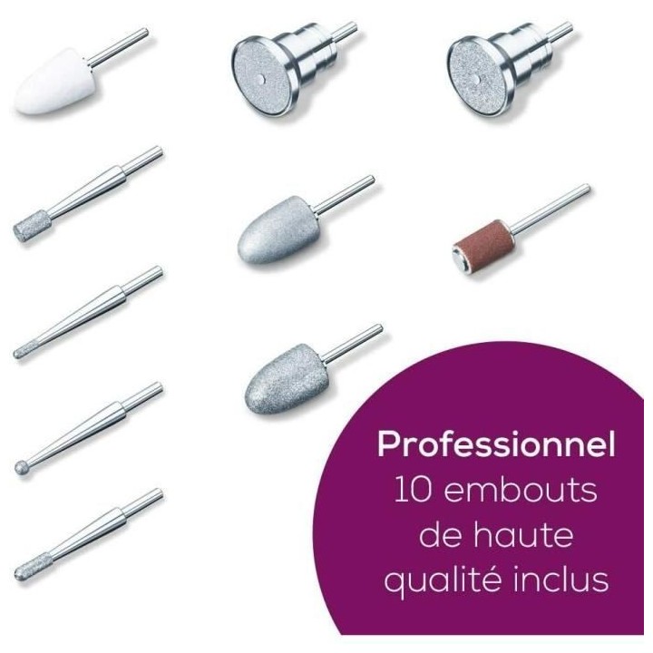BEURER MP 100 - Station de manucure pédicure, 10 embouts pour un rés