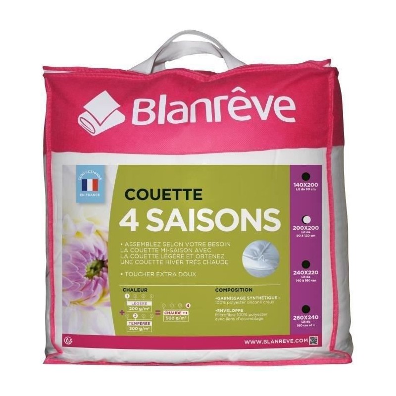 BLANREVE Couette 4 saisons - 200 x 200 cm - Blanc