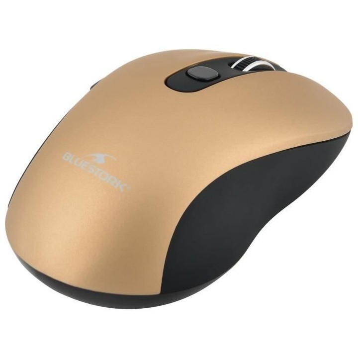 BLUESTORK Souris Sans fil - 2,4 Ghz - 6 boutons - Or métalisé