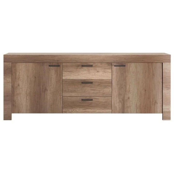 Buffet BRERA - Chene - 2 portes + 3 Tiroirs - L 210 x P 43 x H 83 cm