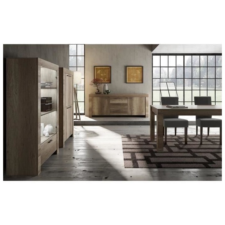 Buffet BRERA - Chene - 2 portes + 3 Tiroirs - L 210 x P 43 x H 83 cm