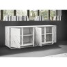 Buffet - Marbre blanc - Style chic - 4 portes - MARMO - L 180 x P 43 x H 70 cm