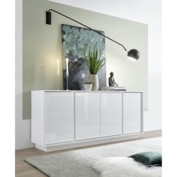 Buffet 4 Portes - Blanc Laqué Brillant - L 180 x P 43 x H 78 cm - RICCIONE