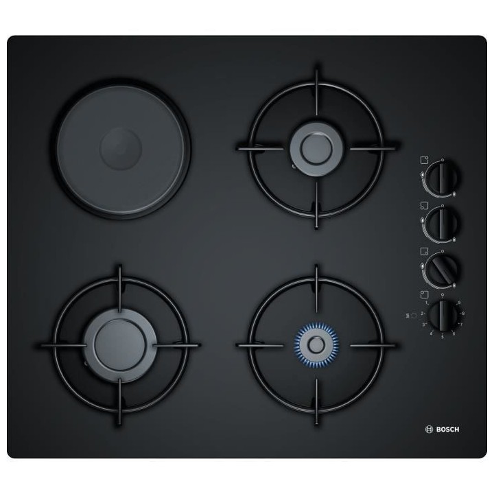 Table mixte 60cm BOSCH - POY6B6B10 - Gaz: 3 foyers - 1 foyer electriqu