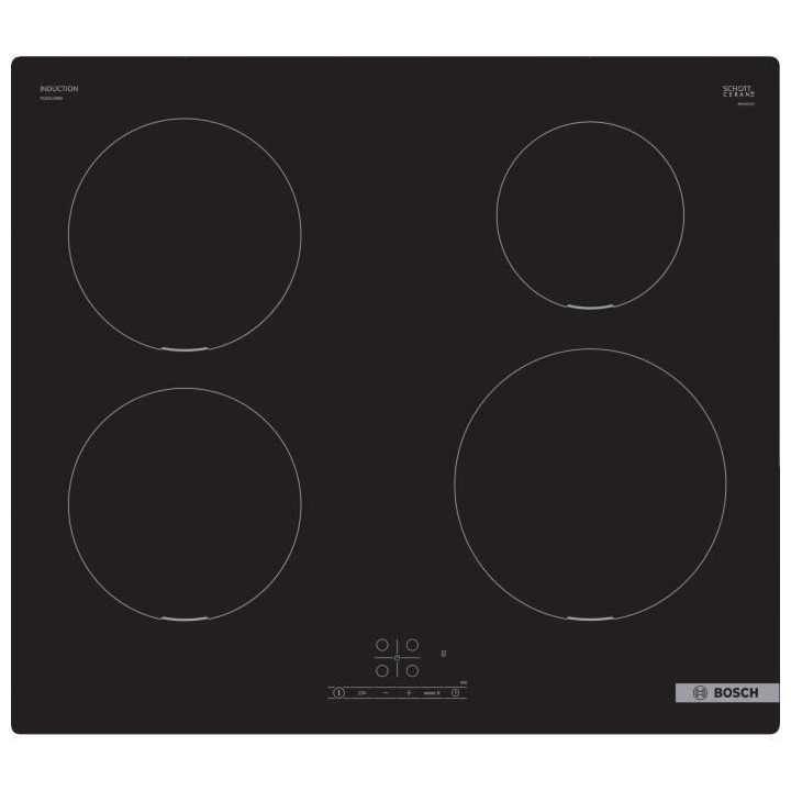 Table induction BOSCH - 4 foyers - L: 592 mm x P: 522 mm - PUE611BB5E