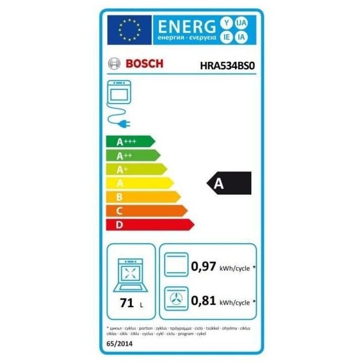 Four multifonction Ecoclean Encastrable BOSCH - RA534BS0 - Volume: 71l