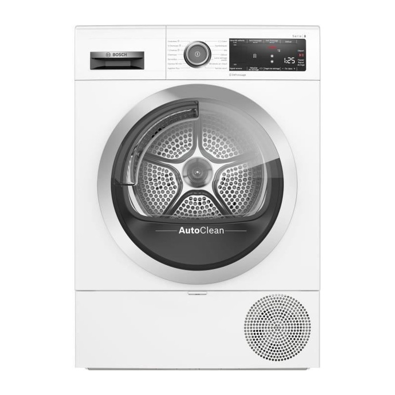 Seche-linge pompe a chaleur BOSCH WTX87K90FR SERIE 8 - 9 kg - Autoclean- L60 cm - Classe A+++ - Blanc